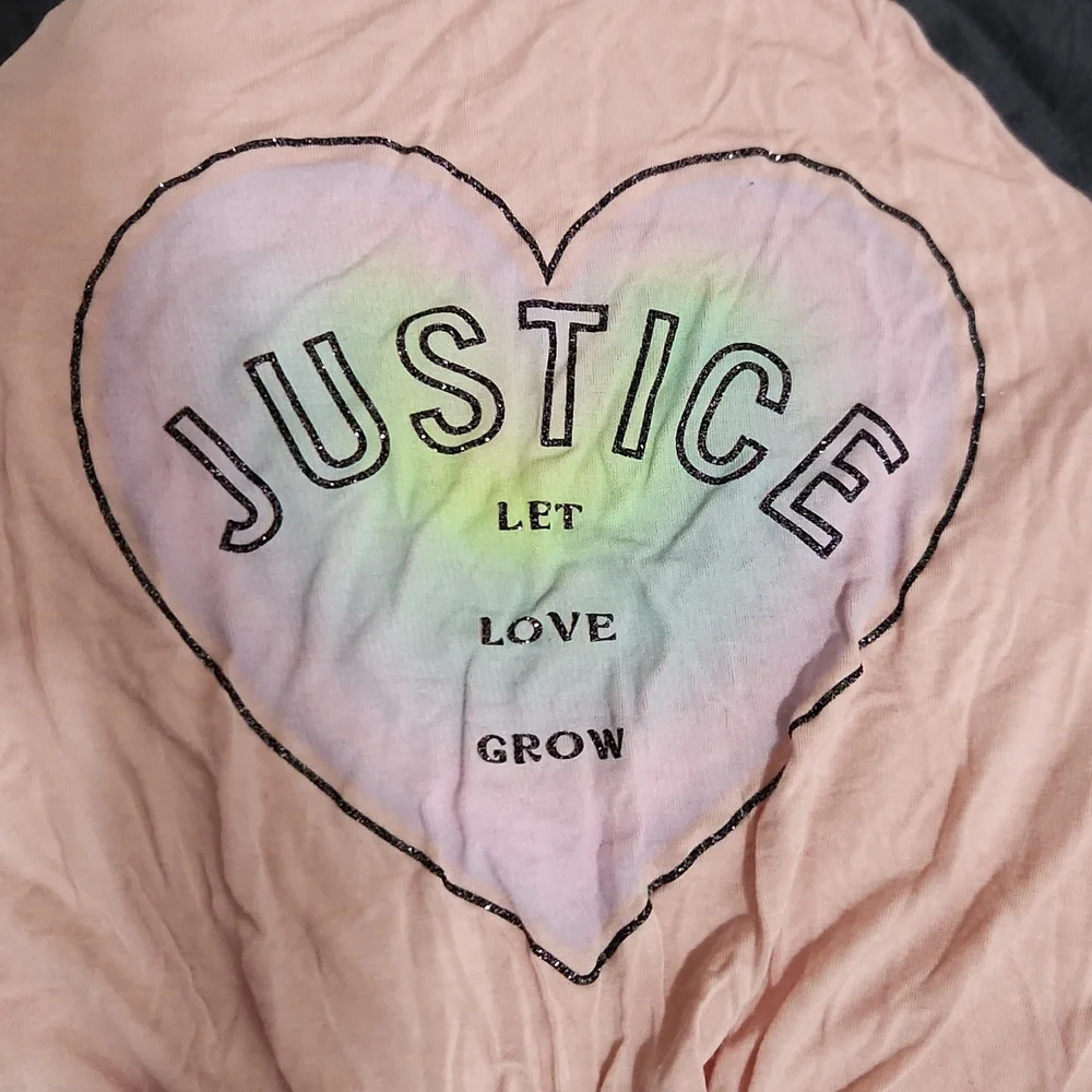 Bundle 2 Justice Short Sleeve Tees with Graphic Designs Size M (10)